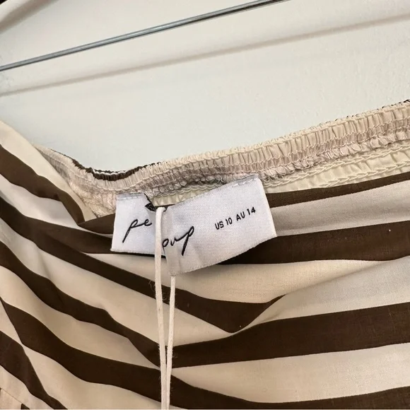 NWT Petal & Pup Brown and White Strapless Striped Maxi Dress - Picture 11 of 16